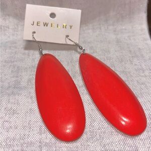Wooden Red Teardrop Dangle Earrings